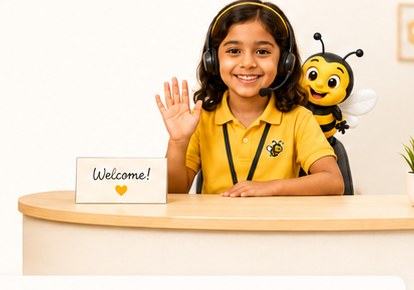 A member of the Tech'n'Bees team waving hello